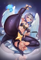 1girls amane_kanata angel armpits ass barefoot big_thighs big_toes blush blushing_at_viewer clothed clothed_female clothing dark_magical_girl egyptian_toe feet feet_towards_viewer female female_only flexible_toes foot_fetish foot_focus half_naked hololive hololive_japan imminent_footjob imminent_sex jagoo_(artist) legs legs_up light-skinned_female light_skin lustful_gaze magia_baiser_(cosplay) magic_wand magical_girl one_foot_raised pasties presenting_pussy purple_hair pussy pussy_visible_through_clothes short_hair small_breasts soles spread_legs stirrup_legwear sweat sweatdrop sweaty_armpits sweaty_body sweaty_feet thick_thighs thighs toe_curl toe_scrunch toeless_legwear toenail_polish toes toes_spread virtual_youtuber