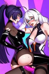 2023 2girls ahegao ahoge ai_generated ass blue_eyes blush braided_hair braided_twintails braids breasts cleavage clothed_sex clothing dildo dildo_in_pussy dildo_insertion dildo_penetration double_dildo elbow_gloves exposed_pussy female female/female female_penetrated female_penetrating female_penetrating_female gloves hair_ornament hairband heavy_breathing highres honkai_(series) honkai_impact_3rd hoyoverse kiana_kaslana large_breasts latex latex_bodysuit latex_gloves latex_thigh_highs leotard lesbian_sex long_hair looking_at_another mihoyo multiple_girls no_panties open_mouth orgasm pantyhose partially_clothed_female pleasured_face ponytail purple_eyes purple_hair pussy pussy_juice raiden_mei sex sex_toy sitting sitting_on_lap sitting_on_person spread_legs talopage thigh_highs tongue tongue_out torn_bodysuit torn_clothes torn_leotard twintails uncensored vaginal_juices vaginal_object_insertion vaginal_penetration vaginal_sex vaginal_stimulation variant_set wet wet_pussy white_hair yuri
