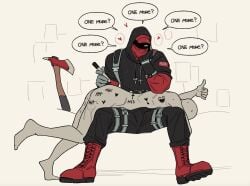 bodywriting combat_boots masked_male monsterxmediator nauseaxe_404