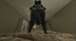bedroom floppy_cock futa_only futanari ink medium_breasts medium_penis puro_(changed) standing_over_viewer standing_position vrchat
