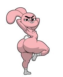 anais_watterson anthro big_ass big_butt blackmorty_(artist) bubble_butt flat_chest nude nude_female png posing_for_the_viewer socks_only the_amazing_world_of_gumball