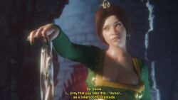 3d boob_window breasts canonical_scene clothed female female_only fully_clothed holding holding_object human offering princess_fiona princess_fiona_(human) shrek_(film) shrek_(series) solo solo_female tagme valenok