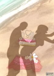 1boy 1girls beach breasts clothes_on_floor discarded_clothing dressed_shadow_(meme) female implied_sex love_live! love_live!_nijigasaki_high_school_idol_club male medium_breasts open_mouth outdoors oxicmar pink_bikini public_sex sand sex_from_behind shadow shadow_sex sideboob standing_sex swimsuit uehara_ayumu unworn_bikini