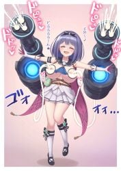 areolae breasts exposed_breasts japanese_text lactating lactation milk milking_machine misora_(princess_connect!) nipples princess_connect! tagu_hblabe text