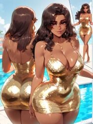 1girls ai_generated ass big_ass big_breasts breasts difuxer dress female female_only grand_theft_auto grand_theft_auto_vi large_ass large_breasts looking_at_viewer looking_back lucia_(gta) lucia_caminos tan_body tan_skin thick_thighs thighs tight_clothing wide_hips