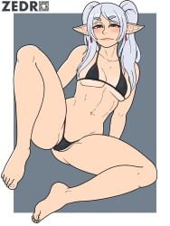 big_ass big_breasts big_butt big_thighs big_titties bikini breasts clothing curvaceous curvaceous_female curvaceous_figure curvy curvy_figure curvy_hips female female_focus frieren green_eyes long_hair looking_at_viewer sousou_no_frieren white_hair zedro