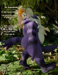 absurd_res anthro barefoot big_the_cat blender_(artwork) carrying_another curvy_figure daemont92 dialogue digital_media_(artwork) domestic_cat duo english_text erection feet felid feline felis female forest genitals hi_res imminent_sex jungle lagomorph male male/female mammal mature_female nude penis plant sega shoulder_carry size_difference slightly_chubby slightly_chubby_male sonic_(series) sonic_the_hedgehog_(series) text thick_thighs tree vanilla_the_rabbit voluptuous