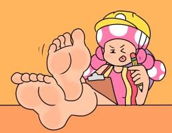 barefoot compysteps feet feet_fetish feet_focus foot_fetish foot_focus igzonen super_mario_bros. toadette