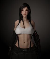 1girls female final_fantasy_vii navel soboro solo straight-on tifa_lockhart
