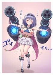 areolae breasts exposed_breasts japanese_text lactating lactation milk milking_machine misora_(princess_connect!) nipples princess_connect! tagu_hblabe text