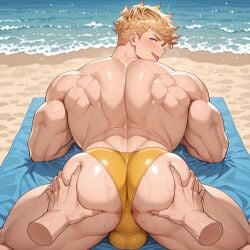 ai_generated anus_peek anus_spread arched_back ass_grab back_muscles back_view bara bara_ass beach big_ass big_butt big_thighs blush broad_shoulders bubble_butt civitai gay granblue_fantasy light-skinned_male light_skin lying_on_stomach male male_only muscle_ass muscle_bottom muscle_butt muscle_slut muscular muscular_arms muscular_back muscular_legs muscular_trap outdoors pov rear_view slippy21405 small_waist solo_focus strongman_waist submissive_male sweat sweating sweaty swimsuit tease teasing thick_thighs tight_clothing underwear underwear_only vane_(granblue_fantasy)