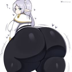 ? ass ass_bigger_than_head ass_focus ass_up big_ass big_butt big_thighs black_pants bottom_heavy dat_ass dat_butt elf elf_ears elf_female elf_girl fat_ass frieren frieren_beyond_journey's_end fully_clothed gigantic_ass gigantic_butt green_eyes grey_eyebrows grey_hair heart hearts_around_body large_ass large_butt long_hair movement_lines question_mark sousou_no_frieren stt5startop thick thick_ass thick_butt thick_thighs watermark white_background
