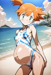 ai_generated body_paint breasts kasumi_(pokemon) nipples pokemon pregnant see-through tagme