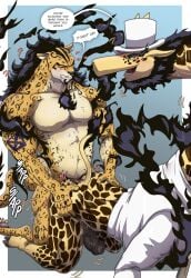 2025 anal anal_sex animal_genitalia animal_penis anthro anthro_on_anthro anthro_penetrated anthro_penetrating anthro_penetrating_anthro anthro_penetrating_male biped black_facial_hair black_hair blush bottomless bottomless_anthro bottomless_male cheetah clenched_teeth closed_eyes clothed clothing colored dialogue dialogue_box doggy_style duo english_text equine_genitalia equine_penis erection facial_hair felid feline from_behind_position gay genitals giraffe giraffid hair hat headgear headwear hi_res kaku_(one_piece) long_neck male male/male male_penetrated male_penetrating male_penetrating_anthro male_penetrating_male mammal motion_lines nude one_piece open_mouth penetration penile penile_penetration penis penis_in_ass rob_lucci_(one_piece) sex shirt simple_background speech_bubble tail teastuff teeth text top_hat topwear white_top_hat yellow_tail