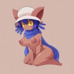 1girls ai ai_assisted ai_generated big_ass big_ass_(female) big_breasts blue_hair blue_scarf breasts brown_fur cat_ears cat_tail cathat feline female naked naked_female niko_(oneshot) oneshot pussy scarf solo yellow_eyes yellow_sclera
