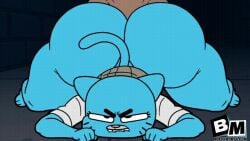 1boy 1girls animated blackmorty_(artist) cat_girl fat_ass fat_butt from_behind from_behind_position furry furry_female nicole_watterson partially_clothed tagme the_amazing_world_of_gumball thick_ass thick_thighs