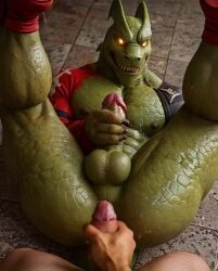 2boys abs ai_generated anthro anus ass balls comfyui cum cumshot ejaculation empty_eyes epic_games fortnite fortnite:_battle_royale from_above furry gay glowing_eyes horns hybrid_(fortnite) legs legs_up male male_masturbation masturbation muscular nipples no_pupils on_back pectorals penis pov sharp_teeth tagme testicles thick_thighs torn_clothes veins veiny_penis video yaoi yellow_eyes