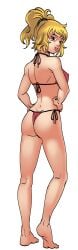 ass back barefoot bikini black_background blonde_hair blue_eyes breasts butt_crack cg covered_nipples feet female from_behind full_body hands_on_own_hips hentai_heroes jewelry kinkoid legs lips lipstick long_hair looking_at_viewer looking_back makeup mitarashi_anko official_art parody pink_bikini ponytail red_bikini side-tie_bikini_bottom sideboob simple_background smile solo solveig_(hentai_heroes) standing swimsuit thong thong_bikini transparent_background