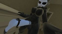 3d anthro balls bedroom futa_only futanari huge_cock intersex medium_breasts medium_penis penis puro_(changed) sock_on_penis vrchat