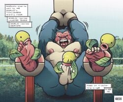 anus bellsprout blowjob blush chubby chubby_male closed_eyes cum generation_1_pokemon male male_feet male_tickling nintendo pokemon pokemon_(species) redfortbear restrained snorlax stocks sweat text text_box tickle_torture tickling tickling_feet