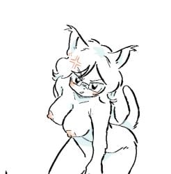 alpha_channel angry awoopsdev breasts caracal caracal_(genus) exposed_breasts eyewear felid feline female glasses looking_at_viewer mammal solo tail
