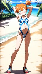 ai_generated body_paint breasts kasumi_(pokemon) nipples pokemon pregnant see-through tagme vagina