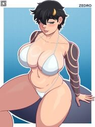 big_ass big_breasts big_butt big_thighs big_titties black_hair breasts chubby_female clothing curvaceous curvaceous_female curvaceous_figure curvy curvy_figure curvy_hips female female_focus female_only looking_at_viewer original original_character short_hair tattoo zedro