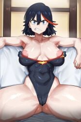 1girls ai_generated angry artist_request cameltoe covered_nipples female matoi_ryuuko medium_breasts tomboy