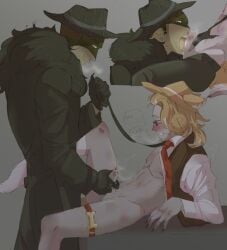 2boys chance_(forsaken) collar de_pressia dog_chance_(forsaken) doublefedora dream_game forsaken_(roblox) gay handjob leash leash_pull licking_penis mafioso_(dream_game) male male/male male_only partially_clothed penis petplay roblox roblox_game robloxian source_request tagme