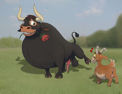 1boy 1girls 2019 anatomically_correct animal_genitalia animal_penis anus balls blue_sky_studios bovid bovine bovine_penis caprine cattle duo erection female feral ferdinand_(film) ferdinand_the_bull flower furry goat heart hi_res hooves horn lupe_(ferdinand) male mammal mcfan outdoors penis plant pussy rose shipping size_difference teats testicles udders