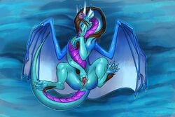 2019 anus claws clitoris dragon female feral looking_at_viewer membranous_wings nitrods nude paws presenting pussy scalie solo spread_legs spreading wings