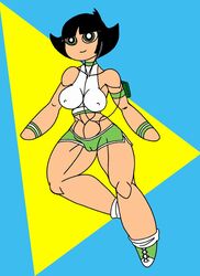 1girls aged_up alternate_version_available armband bare_shoulders big_breasts black_hair bracelet busty buttercup_(powerpuff_girls) caglioro3666 cartoon_network choker cleavage curvy detailed_background erect_nipple erect_nipples female female_only front_view green_eyes hourglass_figure human looking_at_viewer midriff nipple_bulge older pose posing powerpuff_girls shoes short short_hair short_shorts solo spread_legs spreading standing voluptuous wide_hips