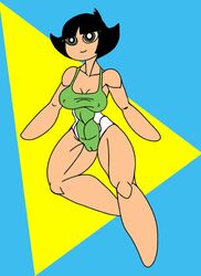 1girls aged_up alternate_version_available bare_shoulders big_breasts black_hair busty buttercup_(powerpuff_girls) caglioro3666 cartoon_network cleavage curvy detailed_background dress erect_nipple erect_nipples female female_only front_view green_dress green_eyes hourglass_figure human looking_at_viewer minidress nipple_bulge older one-piece_swimsuit pose posing powerpuff_girls shoes short_dress short_hair solo spread_legs spreading standing swimsuit voluptuous wide_hips