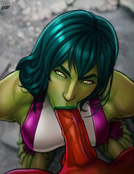 1girls :>= angry_dragon avengers blowjob erection fellatio female green-skinned_female green_eyes green_hair green_skin hulk_(series) kneeling male male_pov marvel marvel_comics oral oral_penetration oral_sex partial_male pov pumpkinsinclair red_hulk red_skin rulk she-hulk straight veiny_penis