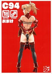 1futa balls_in_panties blonde_hair censored comic fate/grand_order fate_(series) futanari high_heels intersex mikoyan mordred_(fate) rule_63