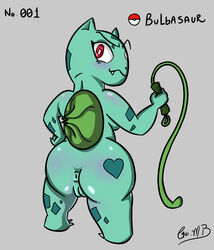 anthro ass blue_skin bulbasaur cat_pink grass nintendo pokémon_(species) pokemon pokemon_rgby pussy red_eyes shortstack video_games whip