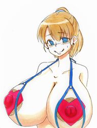 big_breasts big_nipples blue_eyes huge_breasts kimukaya orange_hair tagme