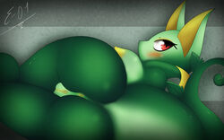 1girls anthro anthrofied anus areola ass back big_ass big_ears blush breasts e-01 eyelashes female female_only green_body green_scales green_skin grey_background hi_res huge_ass huge_breasts looking_at_viewer looking_back nintendo nipples nude on_side pokémon_(species) pokemon pokemon_(species) pokemon_bw pokemorph pussy red_eyes reptile scales scalie serpentine serperior sideboob simple_background smile snake solo tail text thick_thighs video_games watermark wide_hips yellow_nipples yellow_pussy yellow_skin