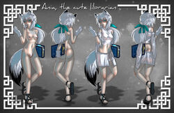 absurd_res ania_(fu8) animal_humanoid arctic_fox areola ass breasts bunny_and_fox_world canid canid_humanoid canine canine_humanoid clothed clothing crimson-karma female footwear fox fox_humanoid fur hair hi_res humanoid mammal model_sheet nipples nude pussy sandals solo