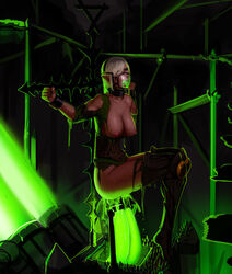 1girls aka6 blonde_hair bottomless bound bound_neck bound_wrists breasts cross dubious_consent elf elf_ears experiment female female_only huge_cock imminent_sex kerillian mask moaning neon_green object_insertion platinum_blonde_hair pointy_ears ripped_clothing screaming short_ears solo solo_female spikes suspended thin_waist torn_clothes tube tubes vermintide warhammer_(franchise) warhammer_fantasy warpstone white_hair wood_elf wood_elf_(warhammer)