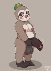 animal_crossing anthro balls big_balls big_penis darkened_genitals hi_res huge_balls huge_cock humanoid_penis leif_(animal_crossing) male male_only mammal nintendo nude penis pilosan sloth solo sugaryhotdog uncut video_games xenarthran