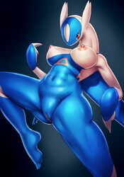 2019 abs anthro areola bamia big_breasts breasts female latios legendary_pokémon looking_at_viewer navel nintendo nipples nude pokemon pokemon_(species) pussy red_eyes rule_63 solo thick_thighs video_games