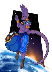 2025 anthro awoogasm balls beerus big_balls big_bulge black_claws bottomwear bracelet bulge claws clothing domestic_cat dragon_ball dragon_ball_super earth felid feline felis footwear genitals gold_(metal) gold_armlet gold_bracelet gold_jewelry gold_necklace hairless hairless_cat hi_res huge_balls huge_bulge hyper hyper_balls hyper_bulge hyper_genitalia jewelry loincloth long_ears male mammal necklace planet purple_body purple_skin shoes solo space sphynx_(cat) sun tail toei_animation voxelcubed yellow_eyes