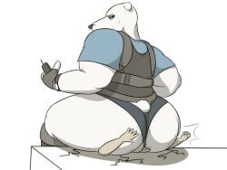 anthro bear body_worship bulletproof_vest butt_sniffing butt_worship clothing domestic_cat duo facesitting felid feline felis female male male/female mammal natasha_(oystercatcher7) overweight overweight_anthro overweight_female oystercatcher7 panties polar_bear simple_background sitting_on_another slightly_chubby slightly_chubby_anthro slightly_chubby_female sniffing underwear ursine white_background