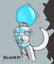 absurd_res asylum ball_hood chaptude clothing collar drst glistening glistening_latex hi_res hose hose_in_penis ikanov_(drst) latex latex_clothing latex_skinsuit restraints shock_collar skinsuit straitjacket tight_clothing torture white_latex white_straitjacket