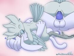 2025 4:3 4_fingers antennae_(anatomy) anthro anus arm_feathers ass avian balls beak blush bodily_fluids butt_grab closed_eyes cutaway digital_media_(artwork) duo eyelashes eyewear feathered_wings feathers feet female fingers floppy_ears forehead_gem from_front_position gem genital_fluids genitals glasses glowing guardian_spirit hand_on_butt heart_symbol hi_res hooves lying male male/female microsoft ocus_(whitecrocus) on_back open_beak open_mouth ori_(series) penetration penile penile_penetration penis_in_vagina reverse_missionary_position sex signature simple_background smile tail tail_feathers talons toes vaginal_fluids vaginal_penetration white_body whitecrocus wings xbox_game_studios