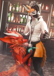 3d_(artwork) absurd_res animal_genitalia animal_penis anthro ball_fondling balls blender_(artwork) bodily_fluids canine_genitalia canine_penis clothed clothing cum cum_drip cum_in_mouth cum_inside cum_on_face cum_on_penis digital_media_(artwork) dripping duo ejaculation erection fellatio fondling genital_fluids genitals hi_res knot lill_esp lill_espion looking_at_viewer looking_pleasured male male/male nardoragon nude oral penile penis rexouium sex smile teeth tongue