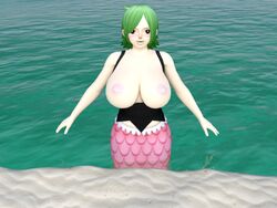 3d beach big_breasts camie female female_only mermaid novacorporation one_piece water