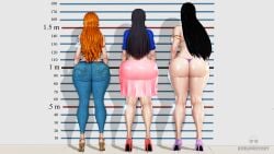 3girls ass ass_chart ass_comparison ass_focus big_ass boa_hancock female female_only high_heels huge_ass krillinresort lineup nami_(one_piece) nico_robin one_piece take_your_pick