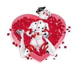 101_dalmatian_street 101_dalmatians 1boy aged_up anthro anthrofied anus backsack balls blush bodily_fluids bound bow_ribbon butt canid canine canis cum cum_string cumshot dal101strefan dalmatian digital_media_(artwork) disney domestic_dog dylan_(101_dalmatians) ejaculation feet fingers flower foreskin fur genital_fluids genitals gift_bow gift_wrapped half-erect hands_behind_back hands_tied hands_tied_behind_back heart_box heart_symbol hi_res holidays humanoid_genitalia humanoid_penis looking_at_viewer looking_back lying male male_only mammal nude on_front partially_retracted_foreskin pawpads penis penis_backwards petals plant raised_foot ribbons rose_(flower) rose_petals simple_background smile solo spots spread_legs spreading tail teeth toes valentine's_day